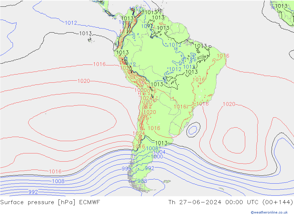 Yer basıncı ECMWF Per 27.06.2024 00 UTC