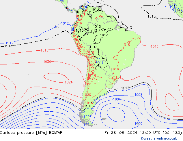 Surface pressure ECMWF Fr 28.06.2024 12 UTC