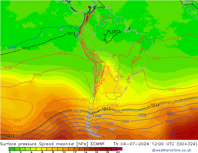 pression de l'air Spread ECMWF jeu 04.07.2024 12 UTC