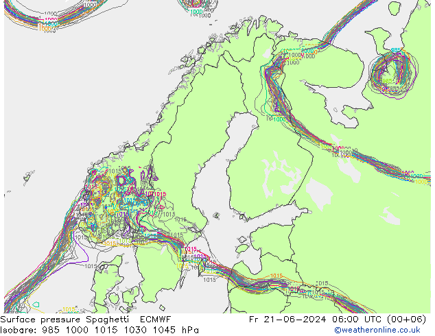 ciśnienie Spaghetti ECMWF pt. 21.06.2024 06 UTC