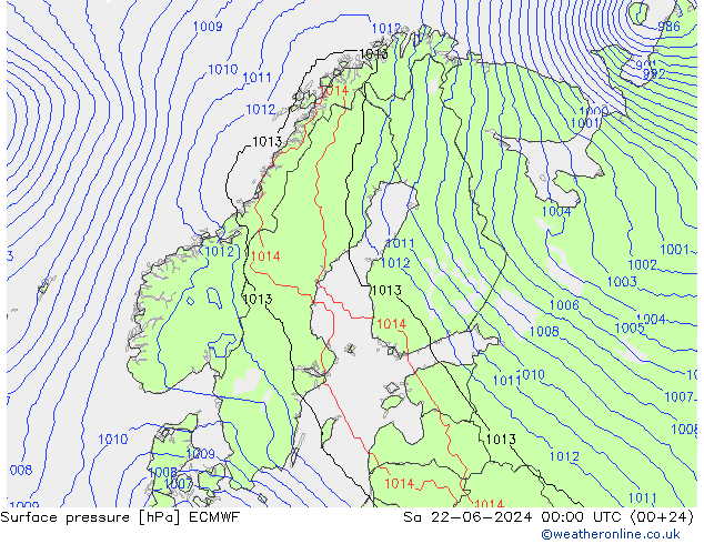 pression de l'air ECMWF sam 22.06.2024 00 UTC