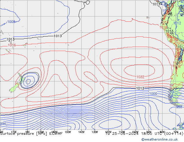 Atmosférický tlak ECMWF Út 25.06.2024 18 UTC