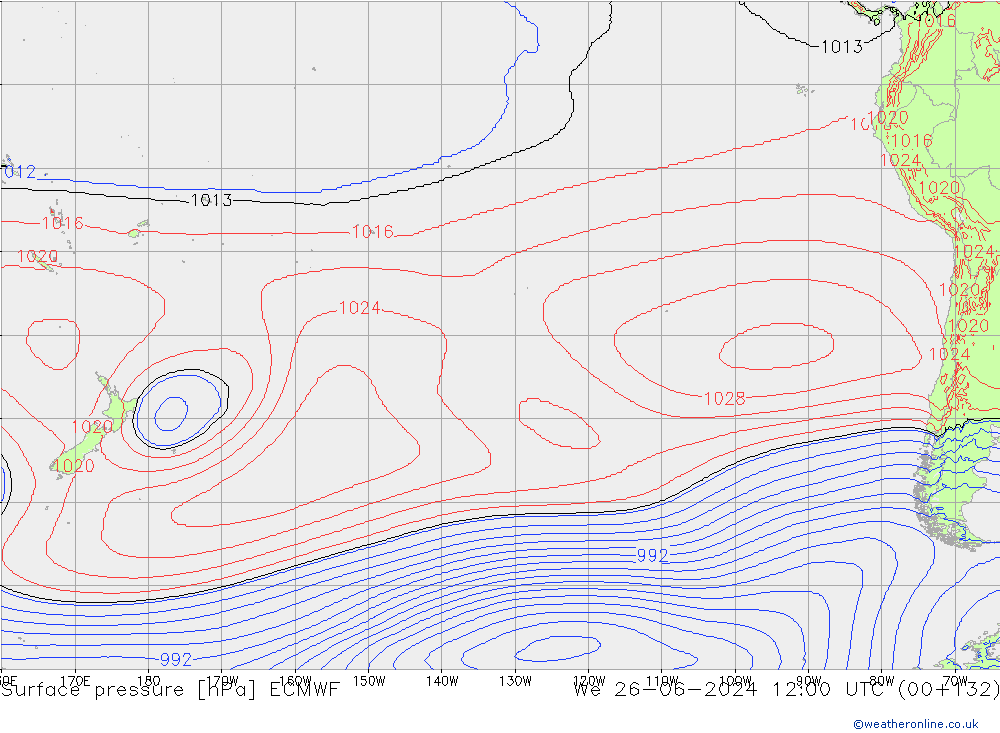 Luchtdruk (Grond) ECMWF wo 26.06.2024 12 UTC