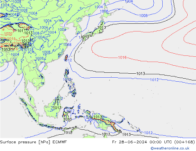 Pressione al suolo ECMWF ven 28.06.2024 00 UTC