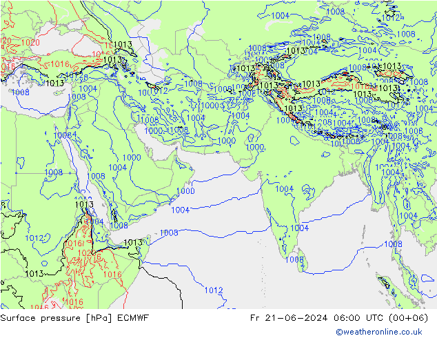 地面气压 ECMWF 星期五 21.06.2024 06 UTC