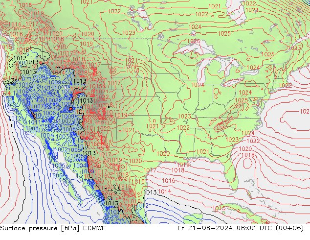 Yer basıncı ECMWF Cu 21.06.2024 06 UTC