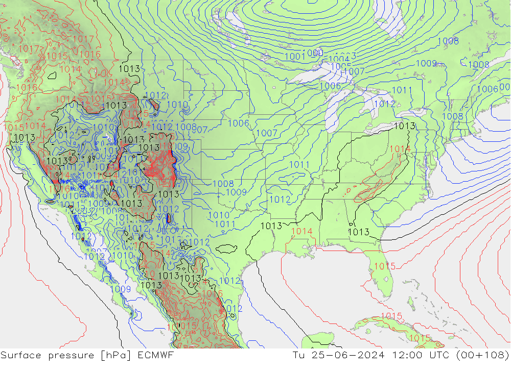 ciśnienie ECMWF wto. 25.06.2024 12 UTC