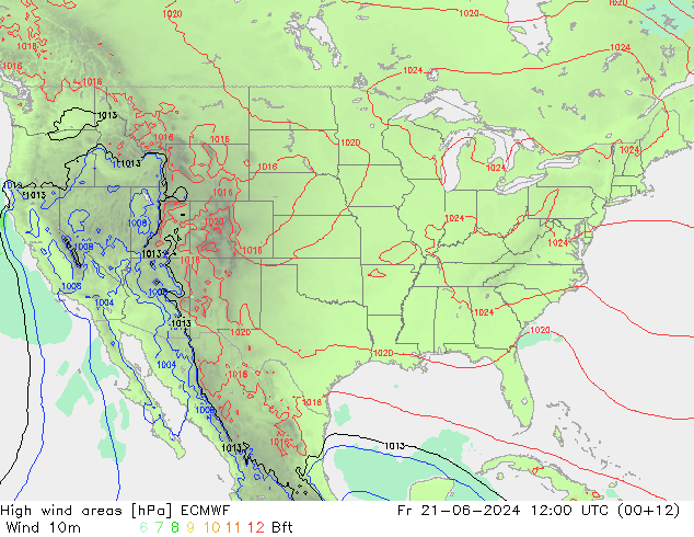 High wind areas ECMWF ven 21.06.2024 12 UTC