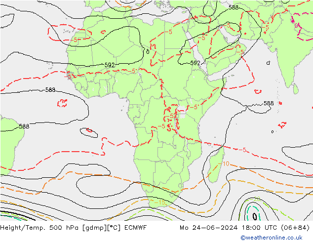 Height/Temp. 500 hPa ECMWF Po 24.06.2024 18 UTC