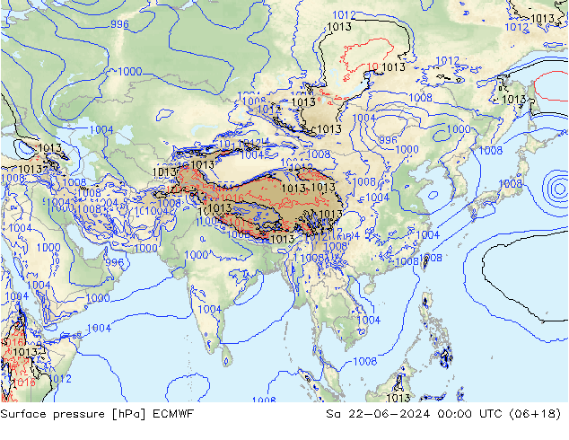 pressão do solo ECMWF Sáb 22.06.2024 00 UTC