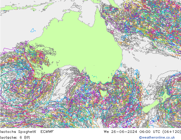 Isotachs Spaghetti ECMWF We 26.06.2024 06 UTC