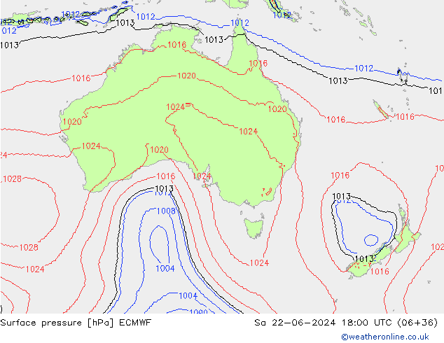 ciśnienie ECMWF so. 22.06.2024 18 UTC