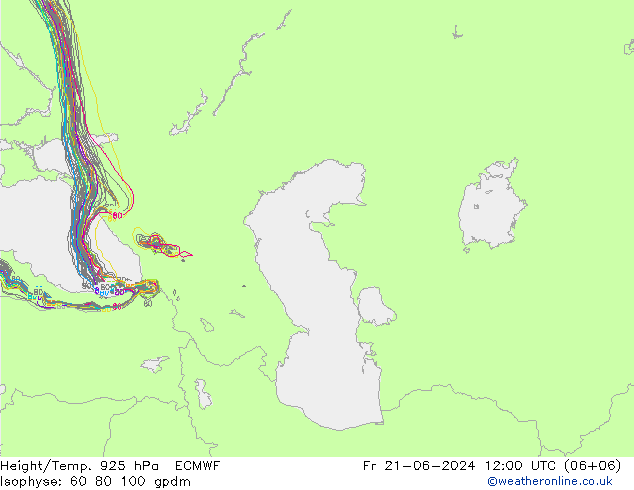 Height/Temp. 925 hPa ECMWF Fr 21.06.2024 12 UTC