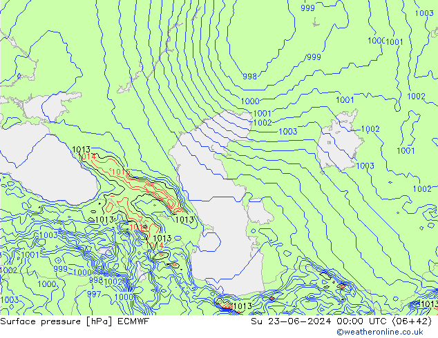 Atmosférický tlak ECMWF Ne 23.06.2024 00 UTC