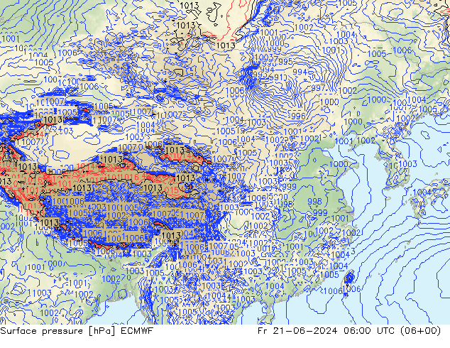 Yer basıncı ECMWF Cu 21.06.2024 06 UTC