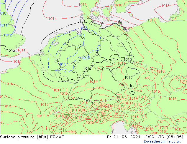 地面气压 ECMWF 星期五 21.06.2024 12 UTC