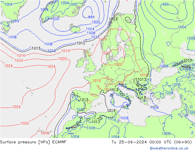 ciśnienie ECMWF wto. 25.06.2024 00 UTC