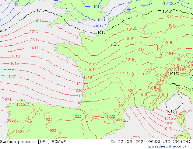 Luchtdruk (Grond) ECMWF za 22.06.2024 06 UTC