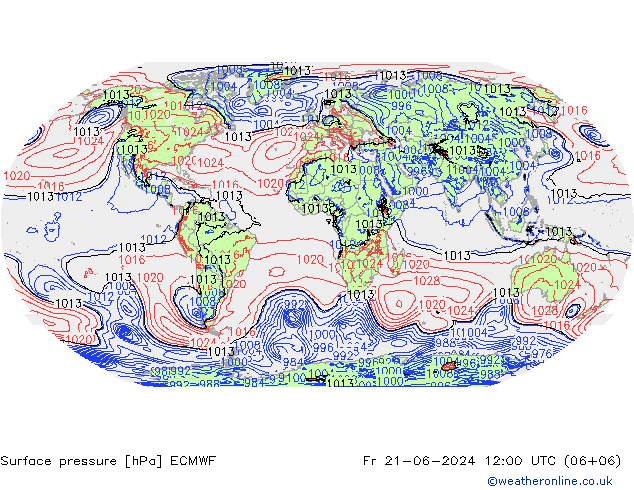 Surface pressure ECMWF Fr 21.06.2024 12 UTC