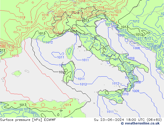 Surface pressure ECMWF Su 23.06.2024 18 UTC