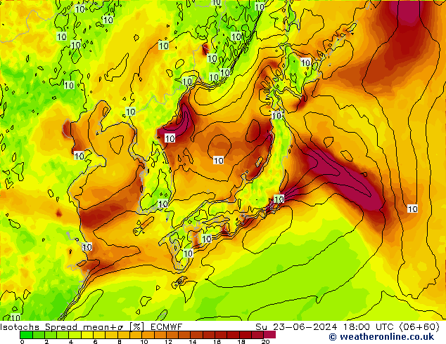 Isotachs Spread ECMWF dim 23.06.2024 18 UTC