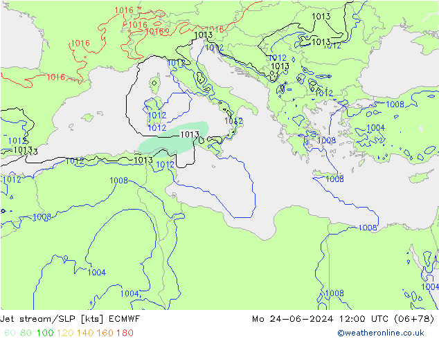 Jet stream ECMWF Seg 24.06.2024 12 UTC