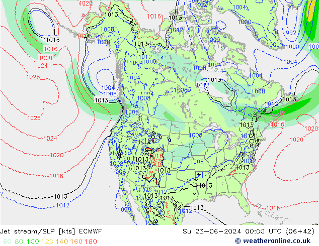 Jet stream/SLP ECMWF Su 23.06.2024 00 UTC