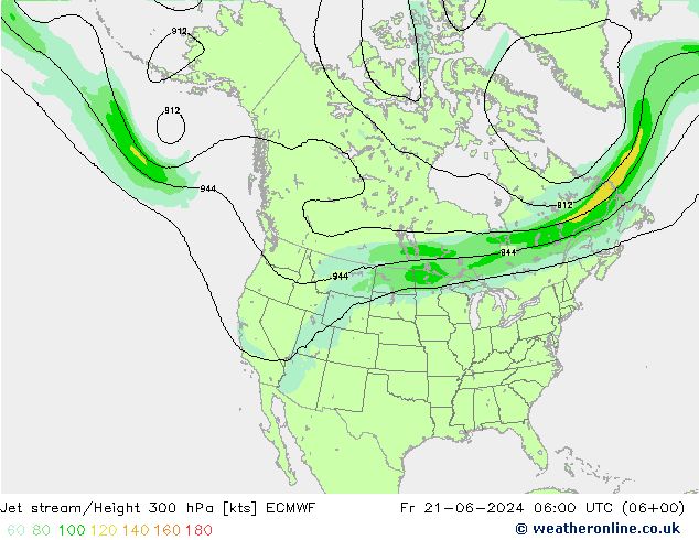 Jet stream/Height 300 hPa ECMWF Fr 21.06.2024 06 UTC