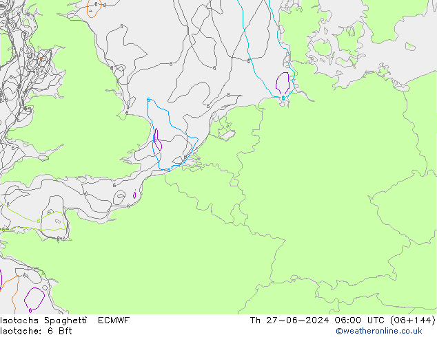 Isotachs Spaghetti ECMWF Qui 27.06.2024 06 UTC