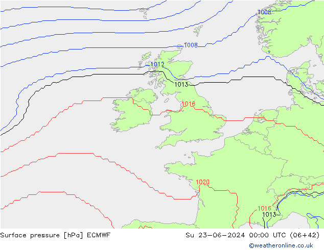 pressão do solo ECMWF Dom 23.06.2024 00 UTC