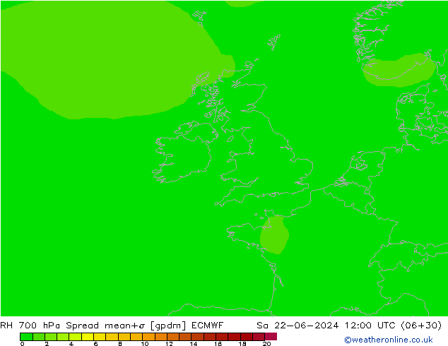 RH 700 hPa Spread ECMWF  22.06.2024 12 UTC