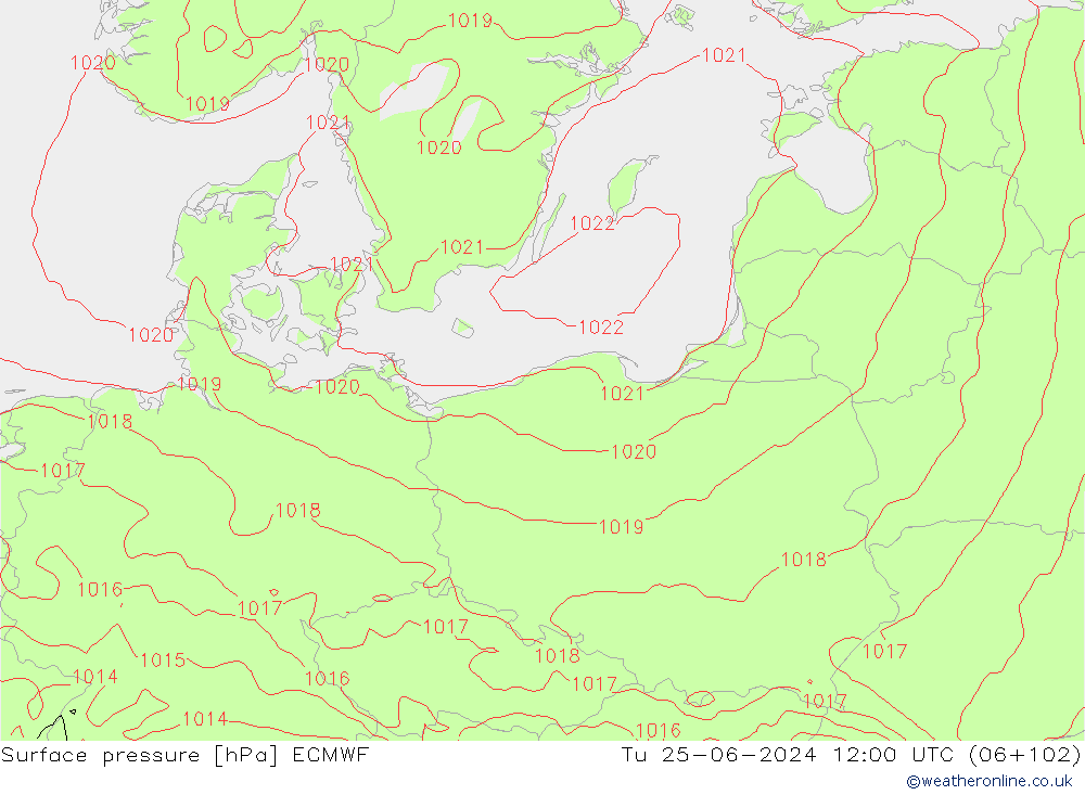 Yer basıncı ECMWF Sa 25.06.2024 12 UTC
