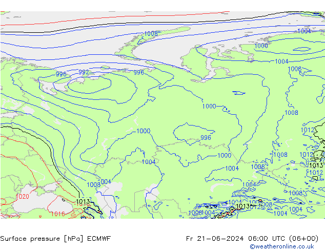 приземное давление ECMWF пт 21.06.2024 06 UTC