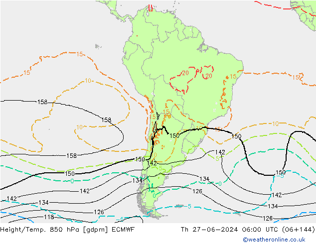 Height/Temp. 850 hPa ECMWF gio 27.06.2024 06 UTC