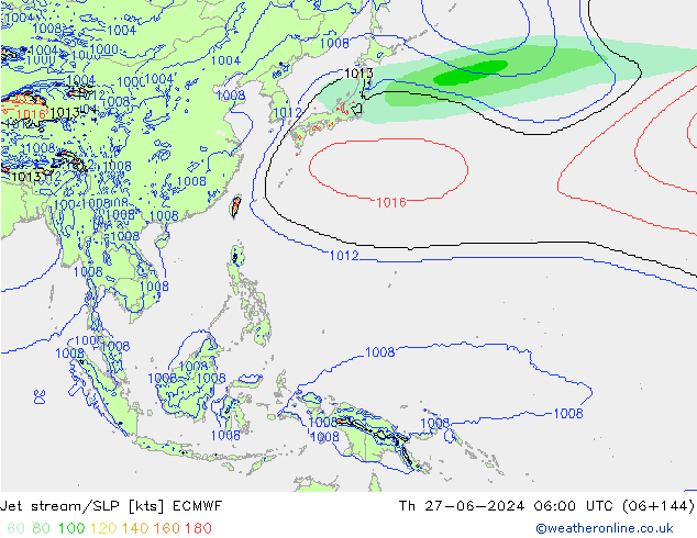 Jet stream/SLP ECMWF Th 27.06.2024 06 UTC