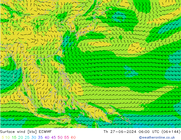 Surface wind ECMWF Th 27.06.2024 06 UTC