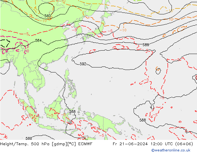 Height/Temp. 500 hPa ECMWF  21.06.2024 12 UTC