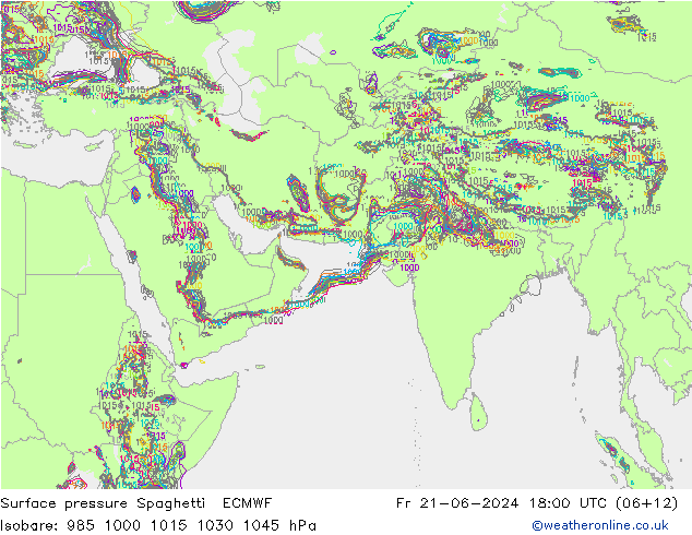 Yer basıncı Spaghetti ECMWF Cu 21.06.2024 18 UTC