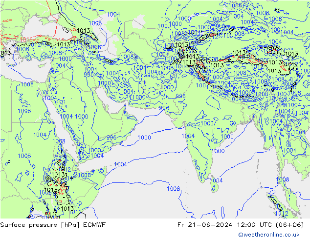 Yer basıncı ECMWF Cu 21.06.2024 12 UTC