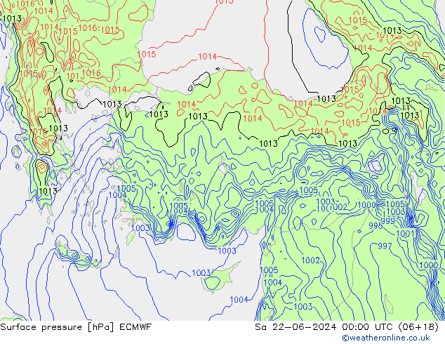 pressão do solo ECMWF Sáb 22.06.2024 00 UTC