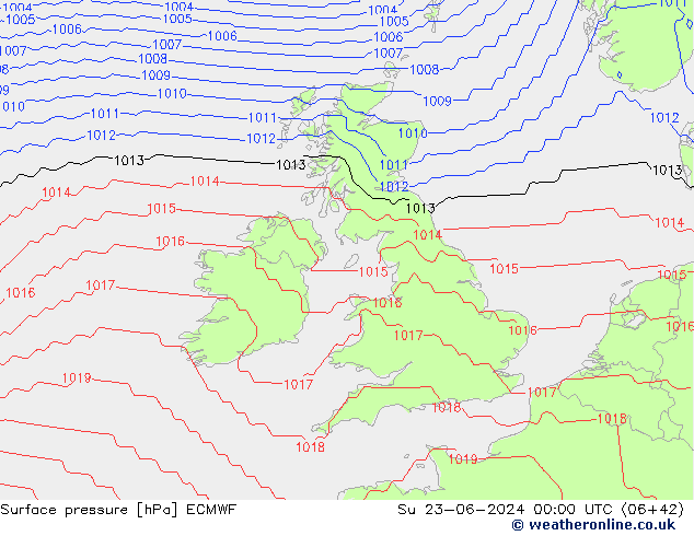 pressão do solo ECMWF Dom 23.06.2024 00 UTC