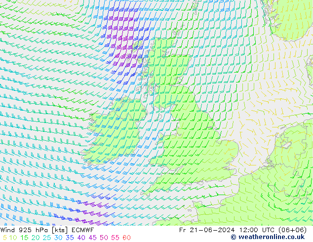 Viento 925 hPa ECMWF vie 21.06.2024 12 UTC