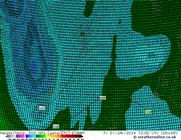 Yükseklik/Sıc. 500 hPa ECMWF Cu 21.06.2024 12 UTC