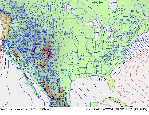 приземное давление ECMWF пн 24.06.2024 00 UTC