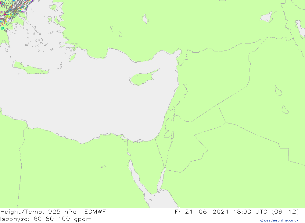 Height/Temp. 925 hPa ECMWF Pá 21.06.2024 18 UTC