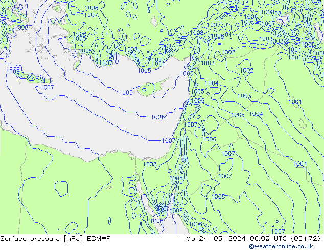 приземное давление ECMWF пн 24.06.2024 06 UTC