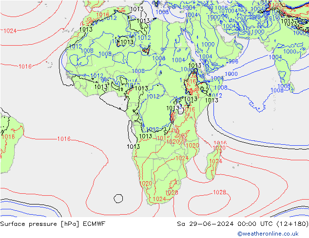 Atmosférický tlak ECMWF So 29.06.2024 00 UTC