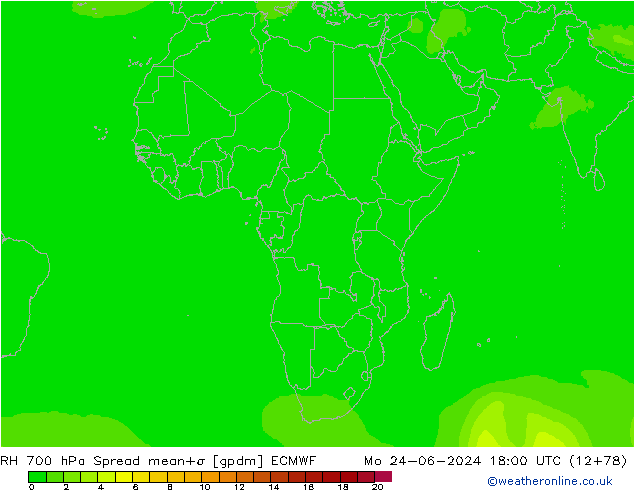 RH 700 hPa Spread ECMWF Mo 24.06.2024 18 UTC