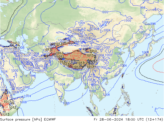 ciśnienie ECMWF pt. 28.06.2024 18 UTC