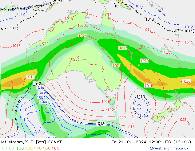 джет/приземное давление ECMWF пт 21.06.2024 12 UTC